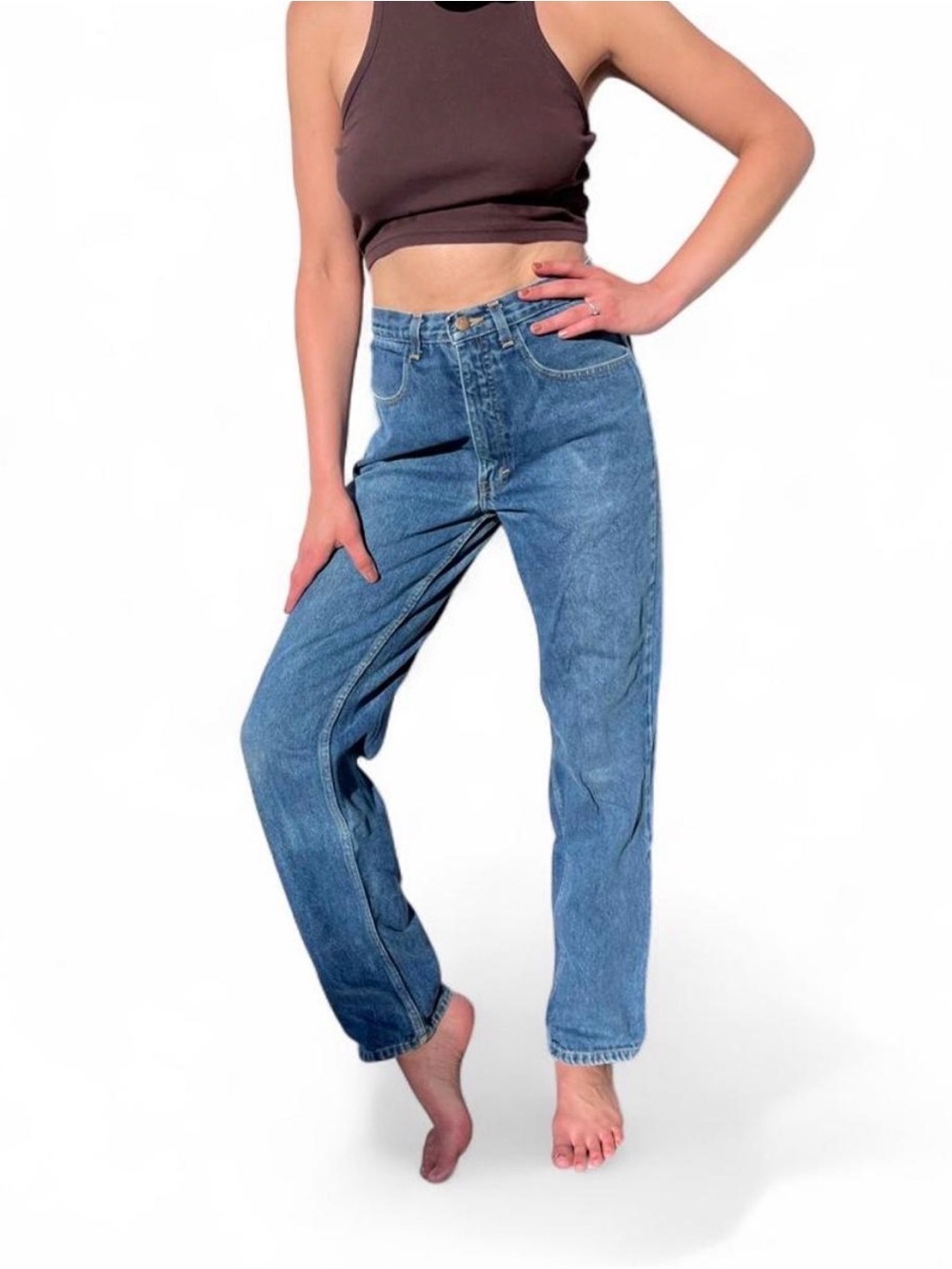 Basic Editions Women's Straight Leg Blue Jeans